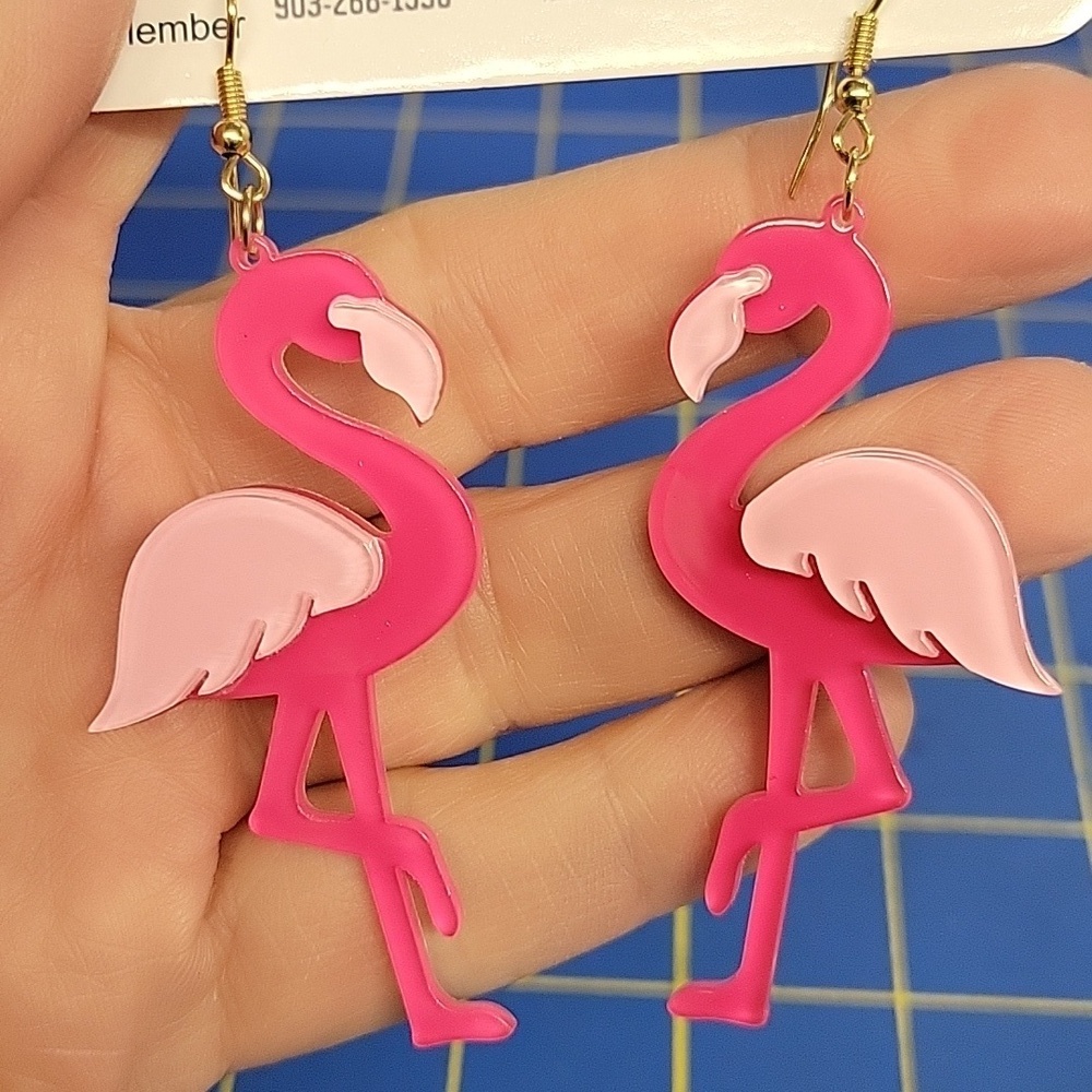 Flamingo 2 Hues of Pink 2.5" Earrings